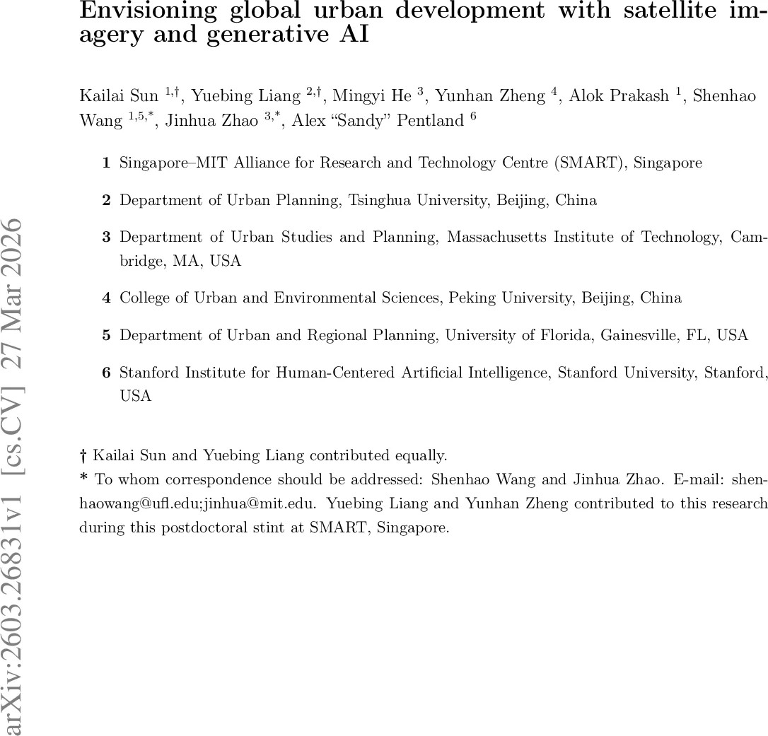 Envisioning global urban development with satellite imagery and generative AI