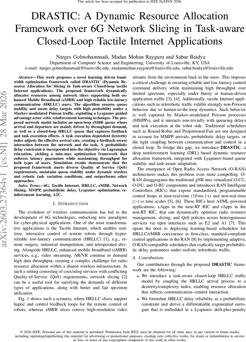DRASTIC: A Dynamic Resource Allocation Framework over 6G Network Slicing in Task-aware Closed-Loop Tactile Internet Applications