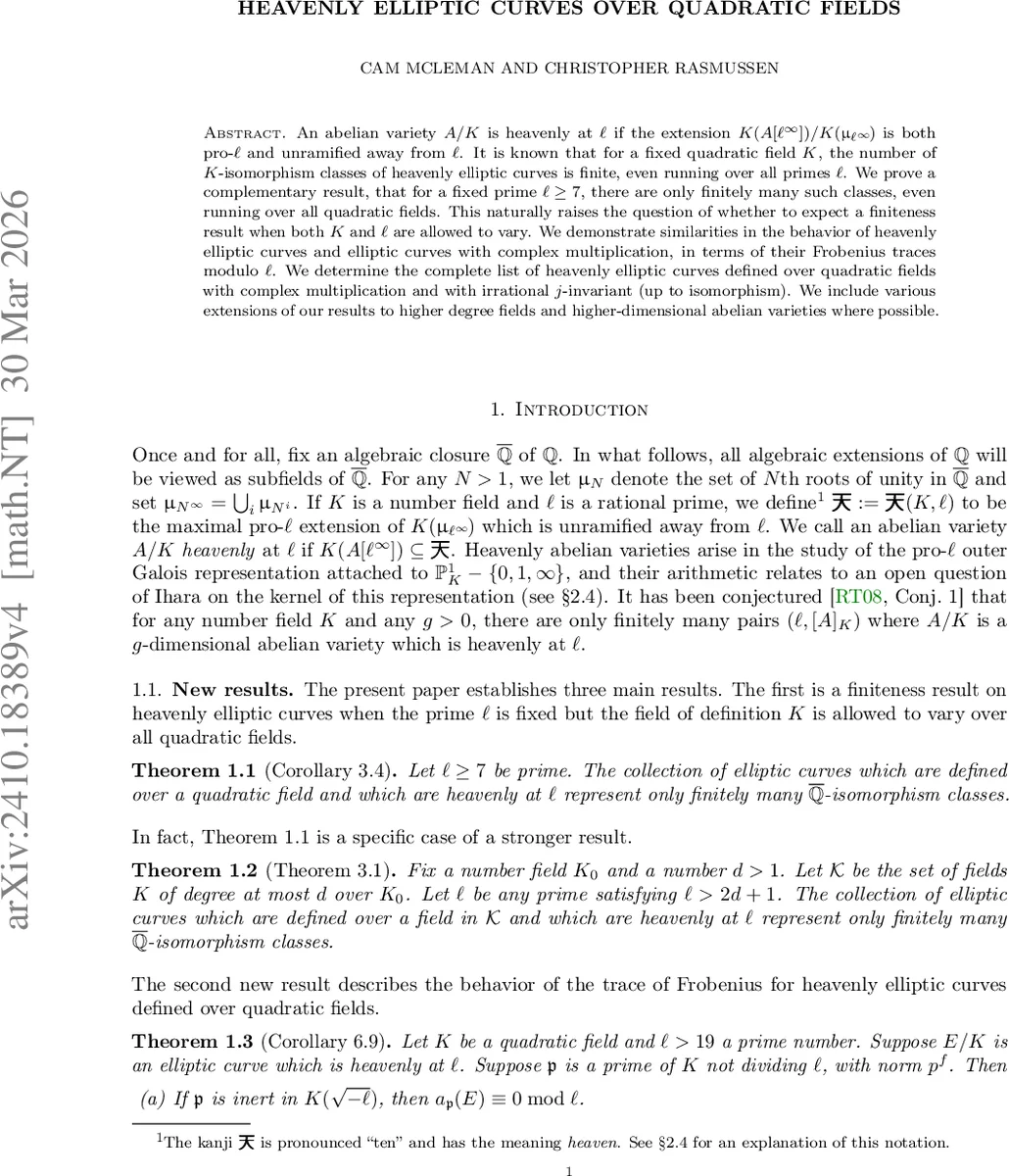 Heavenly elliptic curves over quadratic fields