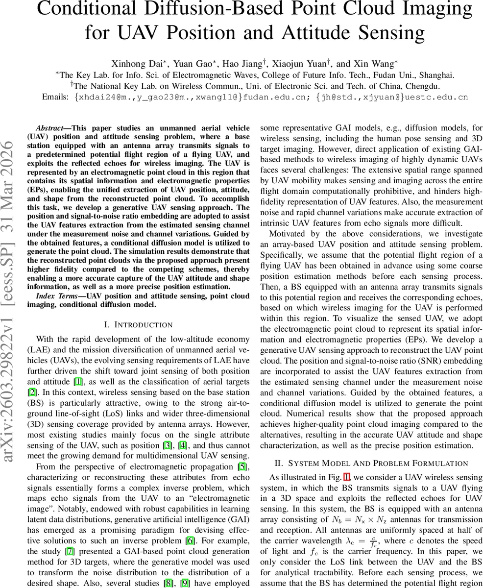 Conditional Diffusion-Based Point Cloud Imaging for UAV Position and Attitude Sensing