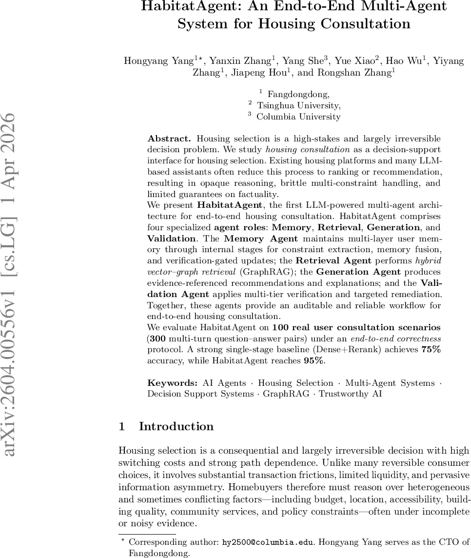HabitatAgent: An End-to-End Multi-Agent System for Housing Consultation