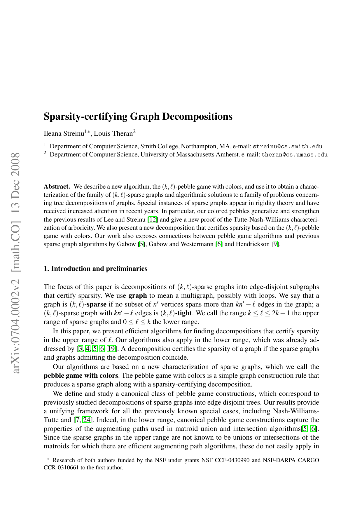Sparsity-certifying Graph Decompositions