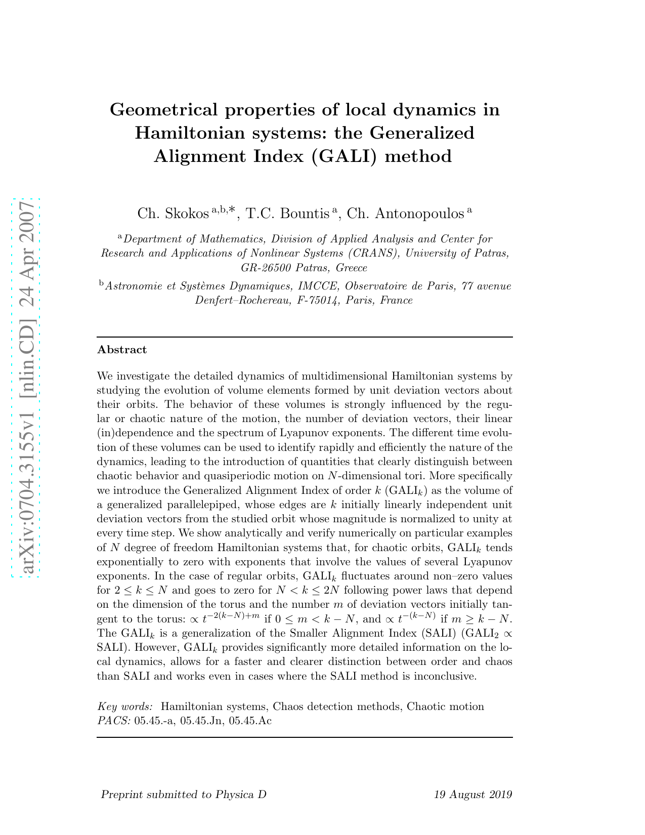 Geometrical properties of local dynamics in Hamiltonian systems: the   Generalized Alignment Index (GALI) method