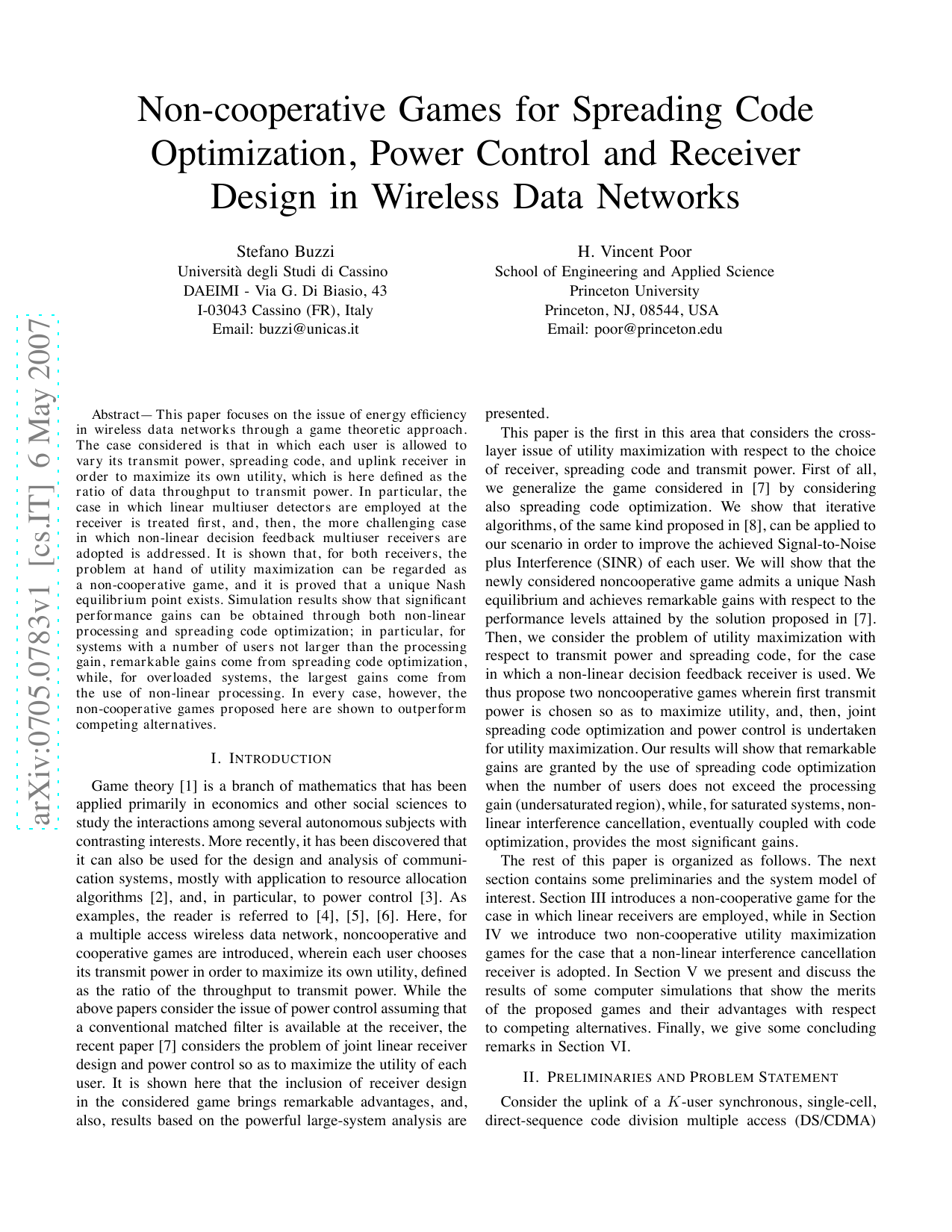 Non-cooperative games for spreading code optimization, power control and receiver design in wireless data networks