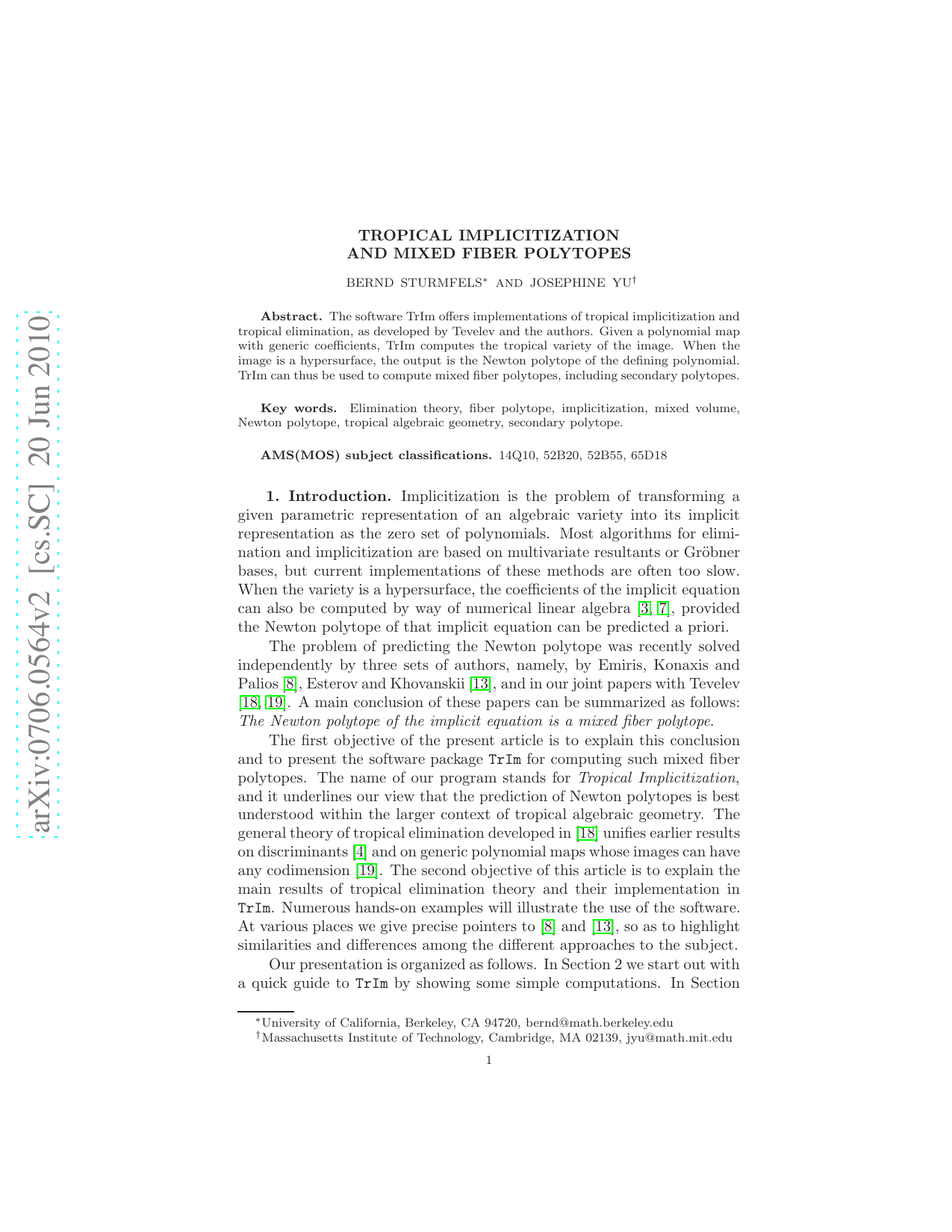 Tropical Implicitization and Mixed Fiber Polytopes