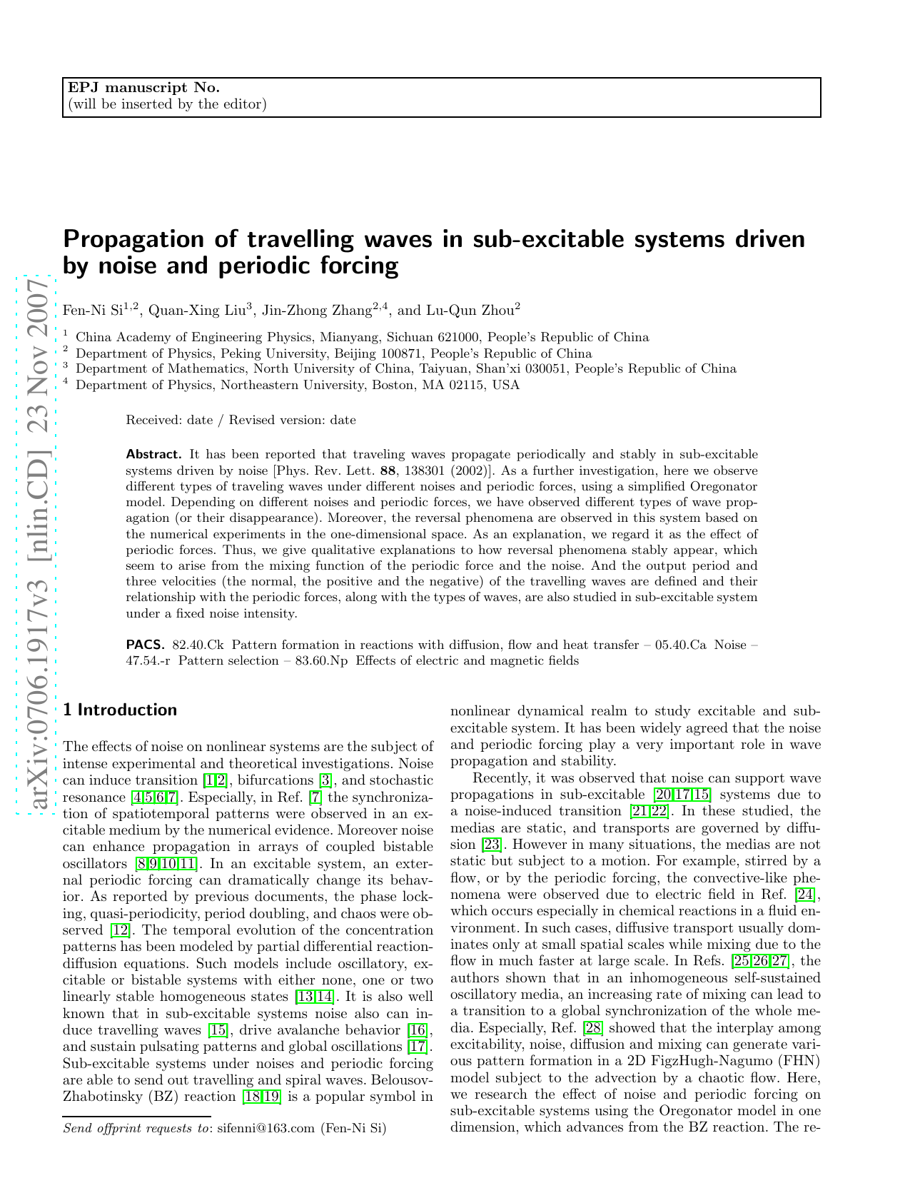 Propagation of travelling waves in sub-excitable systems driven by noise   and periodic forcing