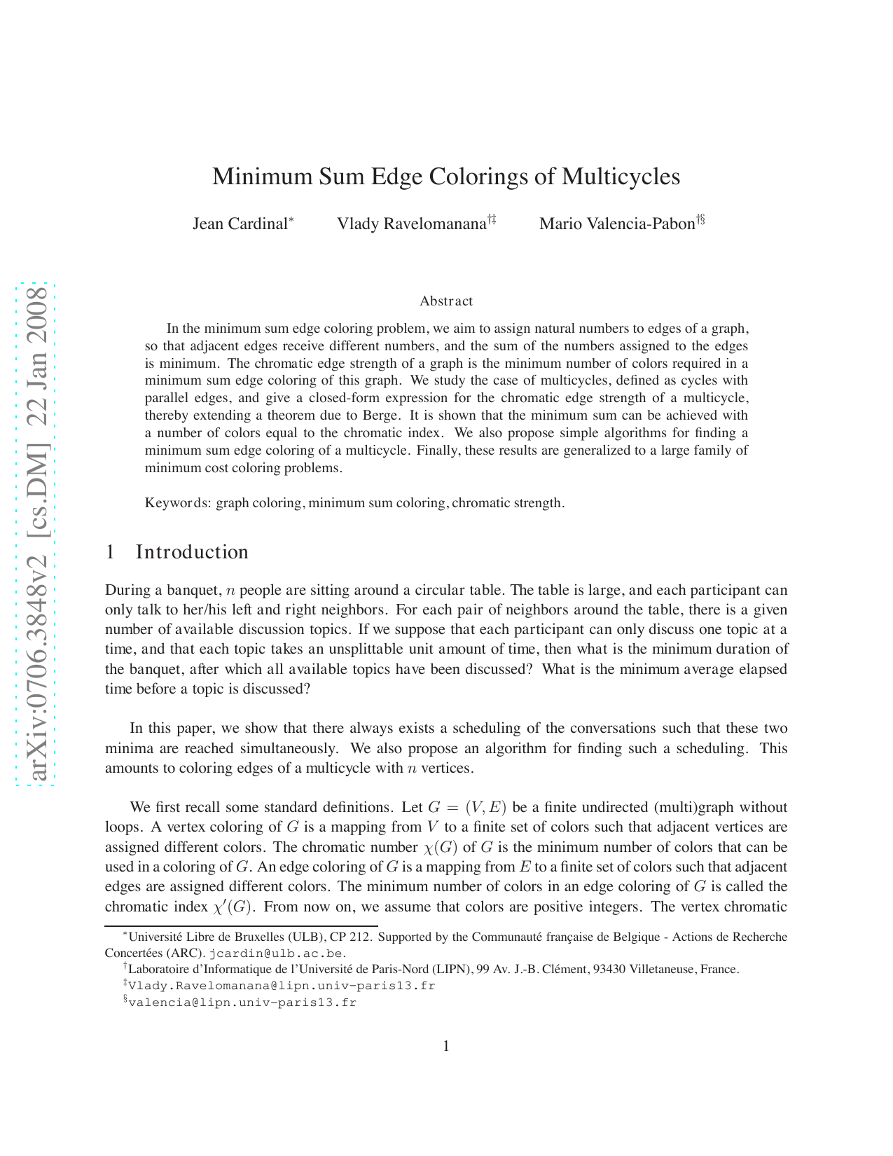 Minimum Sum Edge Colorings of Multicycles