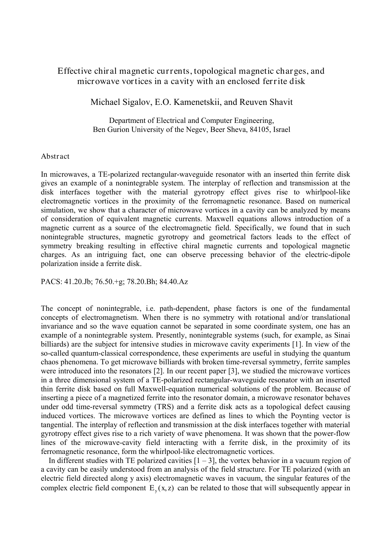 Effective chiral magnetic currents, topological magnetic charges, and   microwave vortices in a cavity with an enclosed ferrite disk