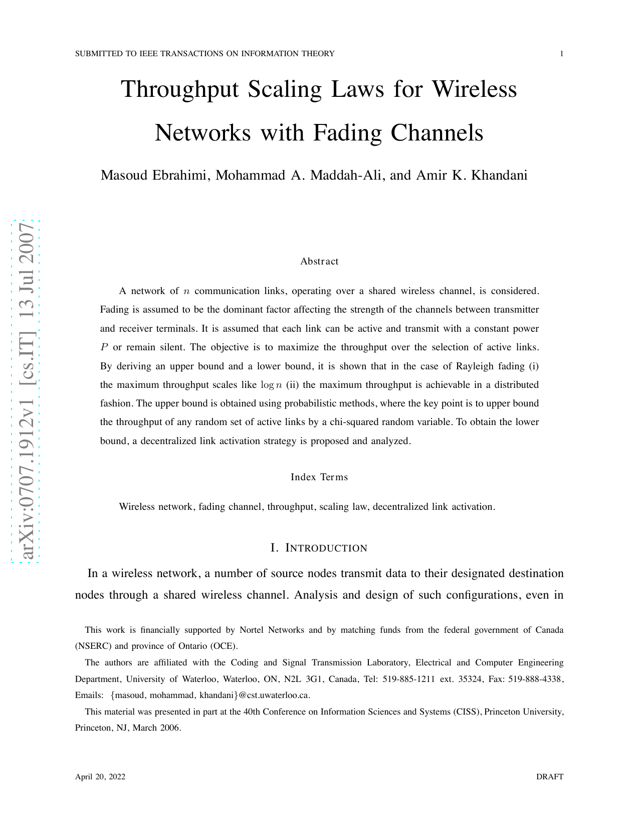 Throughput Scaling Laws for Wireless Networks with Fading Channels