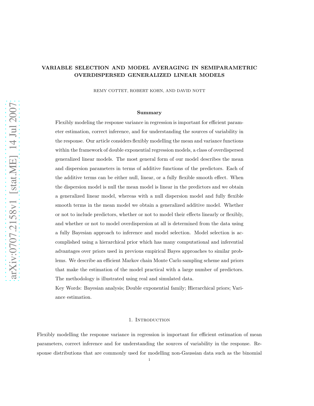 Variable Selection and Model Averaging in Semiparametric Overdispersed Generalized Linear Models