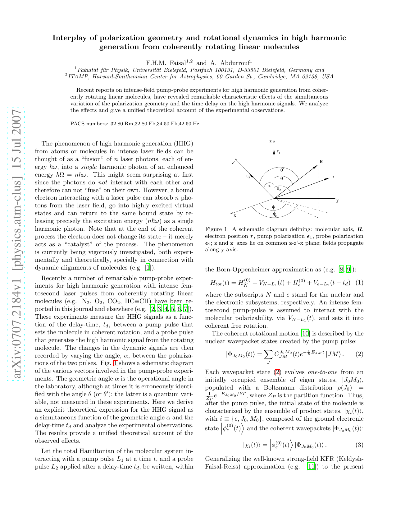 Interplay of polarization geometry and rotational dynamics in high   harmonic generation from coherently rotating linear molecule