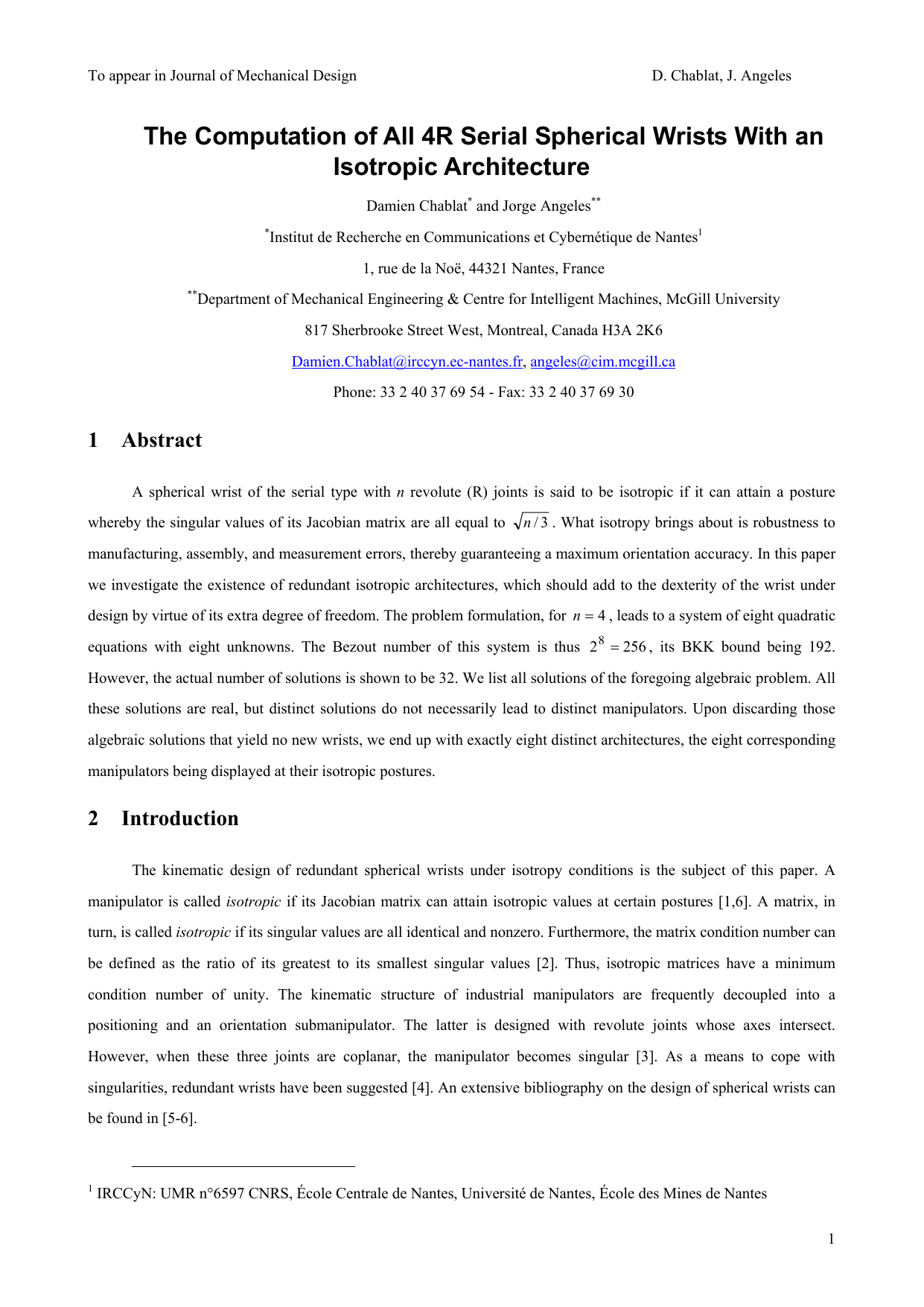 The Computation of All 4R Serial Spherical Wrists With an Isotropic   Architecture