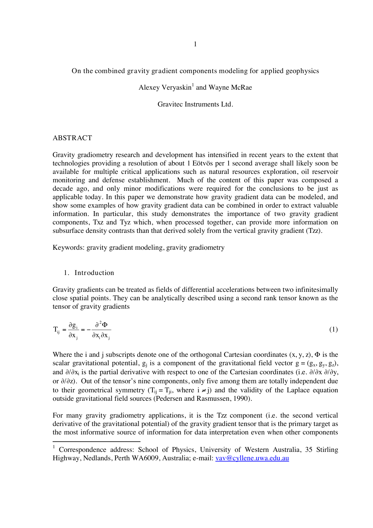 On the combined gravity gradient modeling for applied geophysics