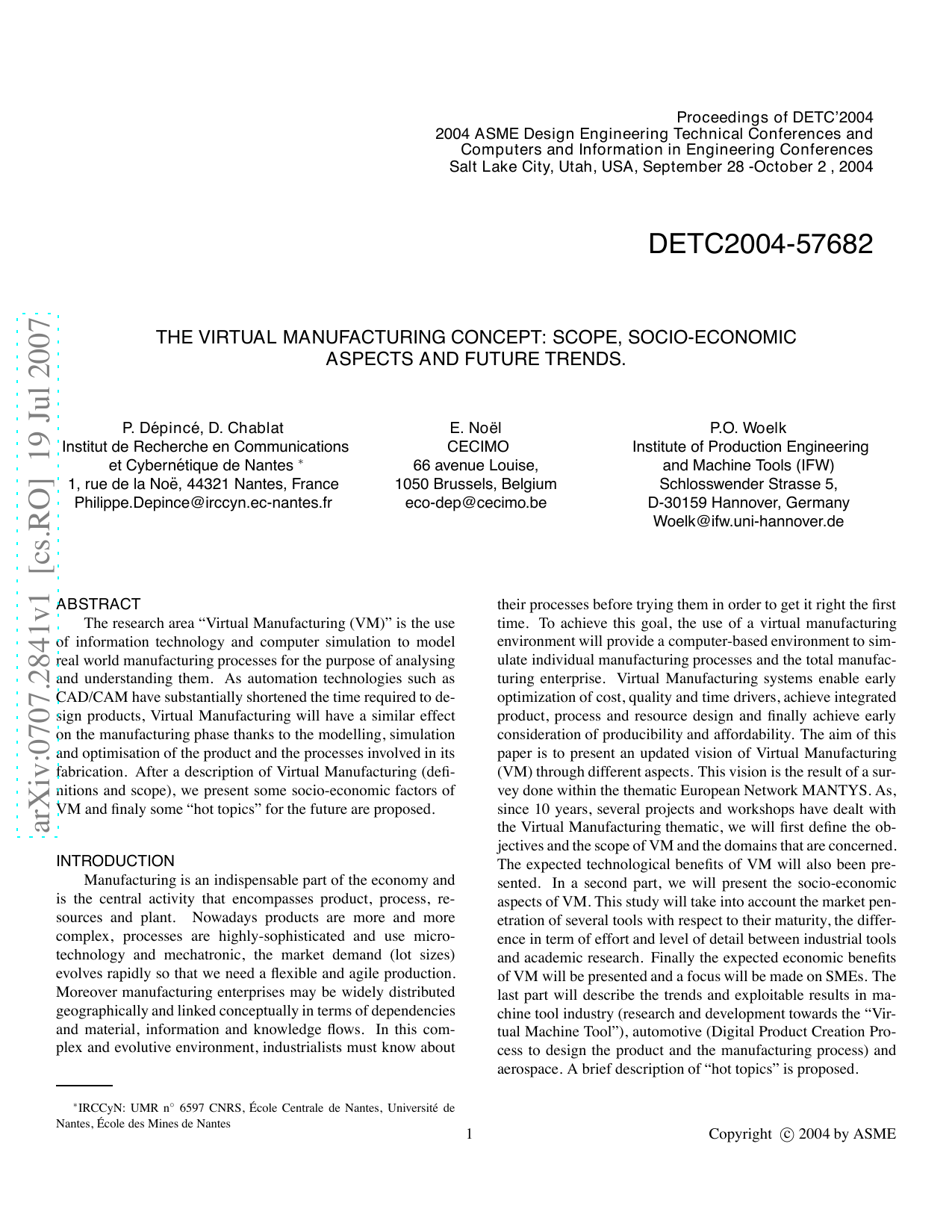 The Virtual Manufacturing concept: Scope, Socio-Economic Aspects and   Future Trends