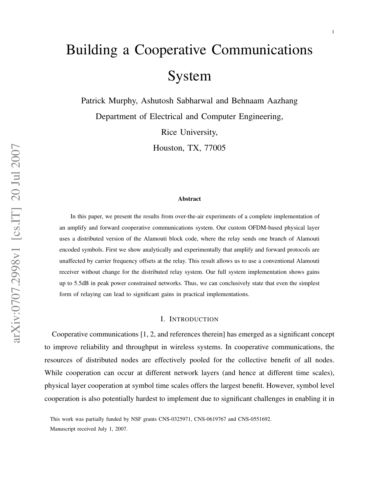 Building a Cooperative Communications System