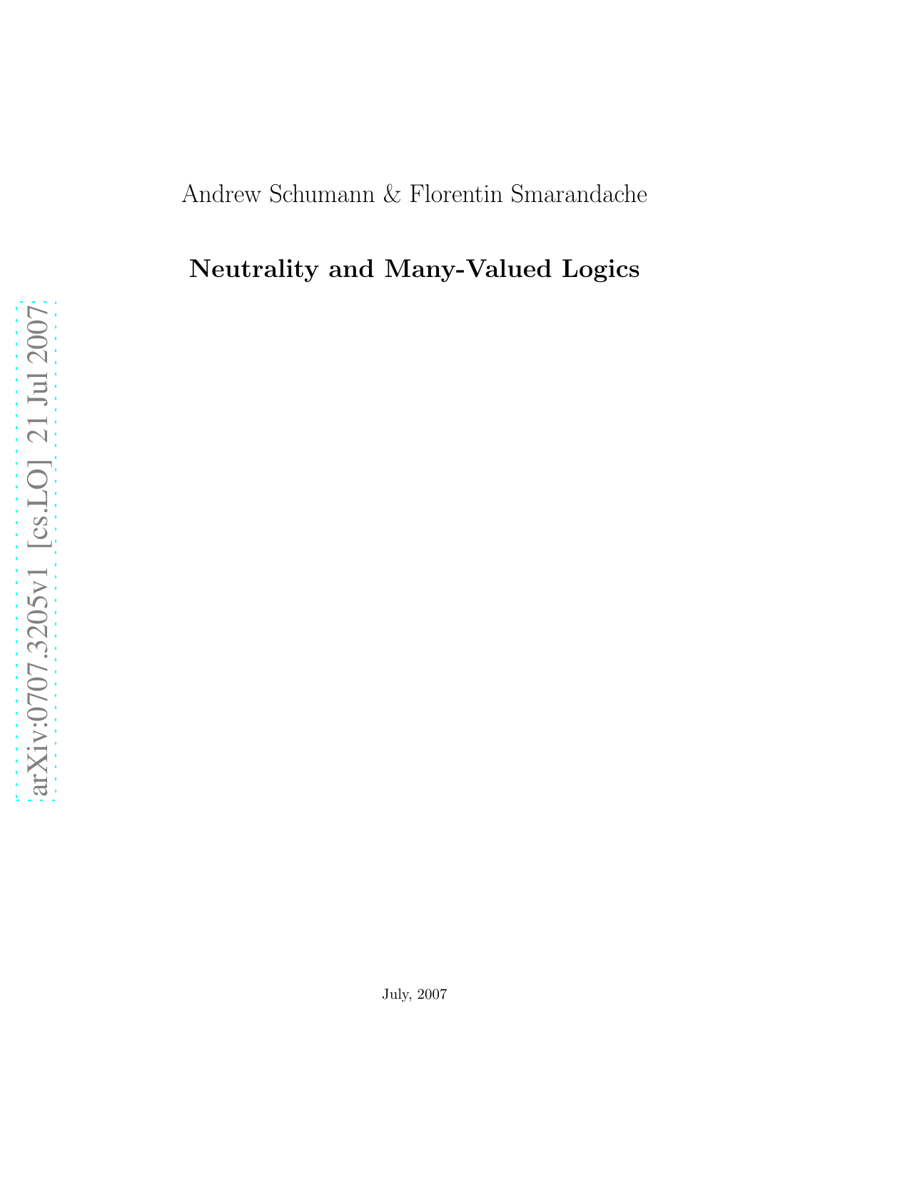 Neutrality and Many-Valued Logics