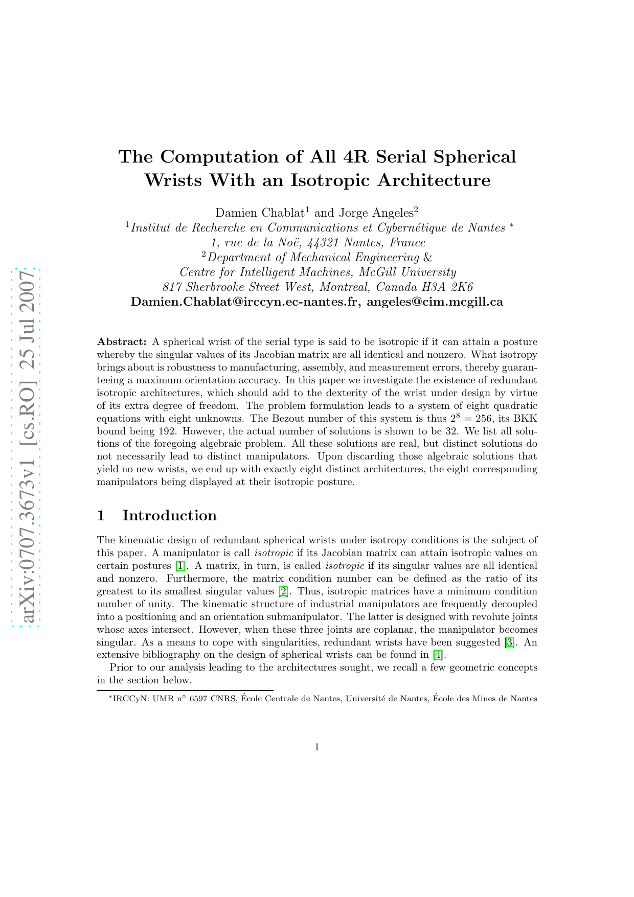 The Computation of All 4R Serial Spherical Wrists With an Isotropic   Architecture
