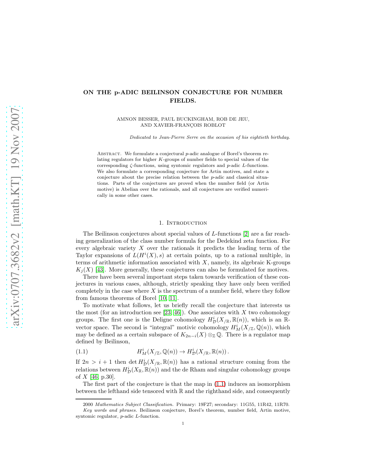 On the p-adic Beilinson conjecture for number fields