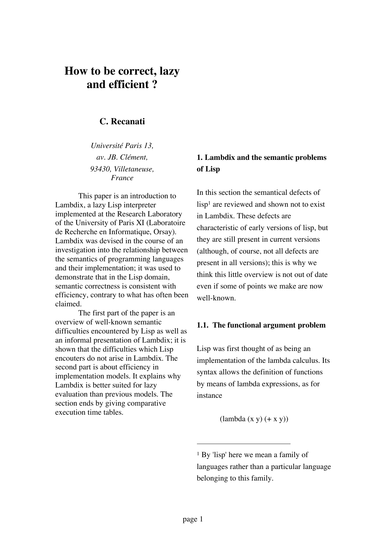 How to be correct, lazy and efficient ?