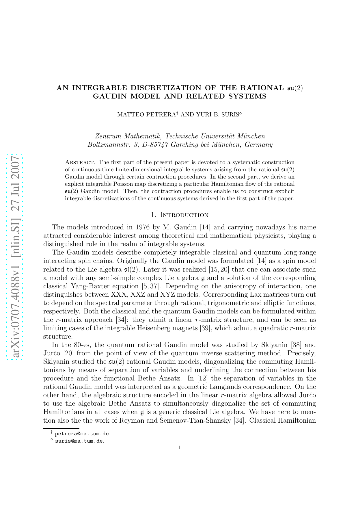 An integrable discretization of the rational su(2) Gaudin model and related systems