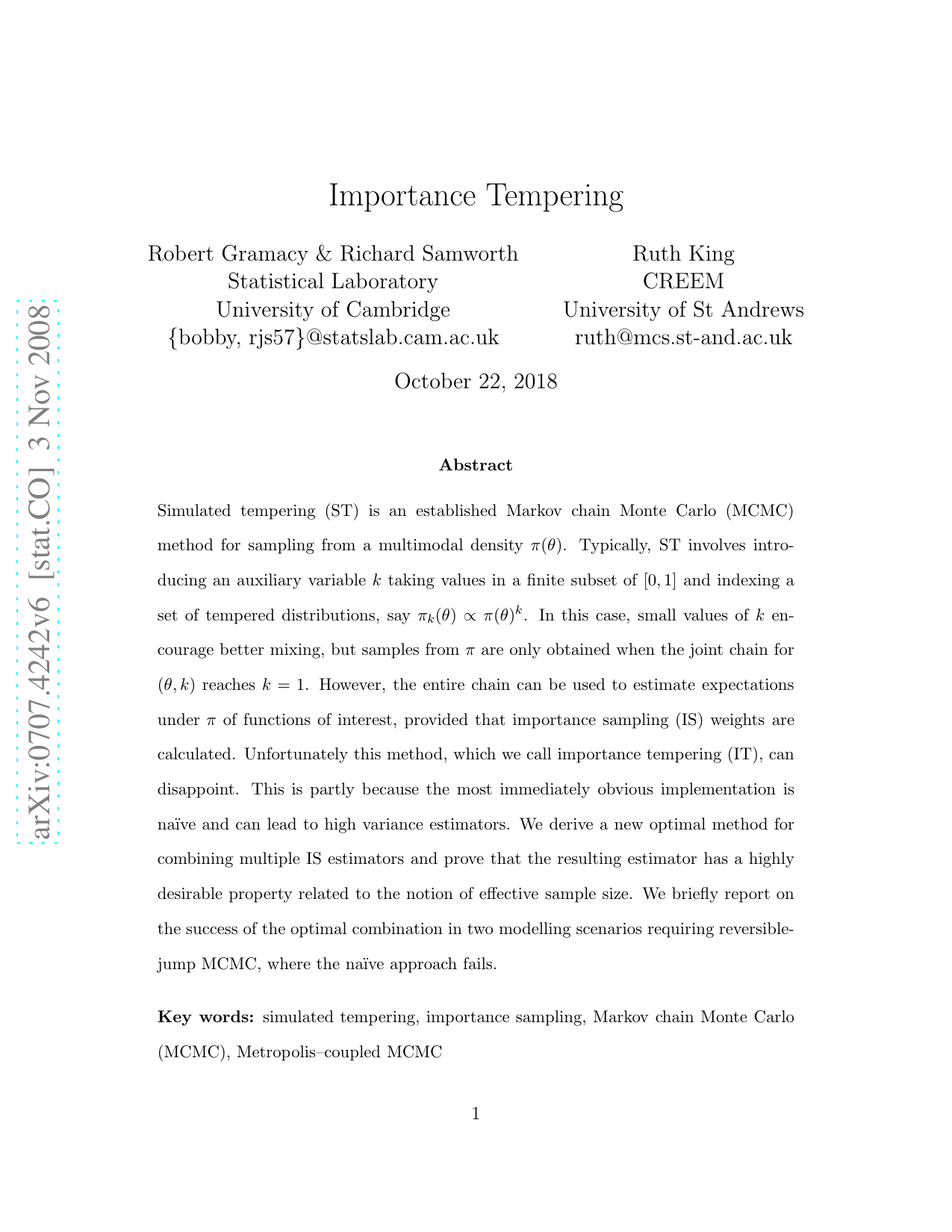 Importance Tempering