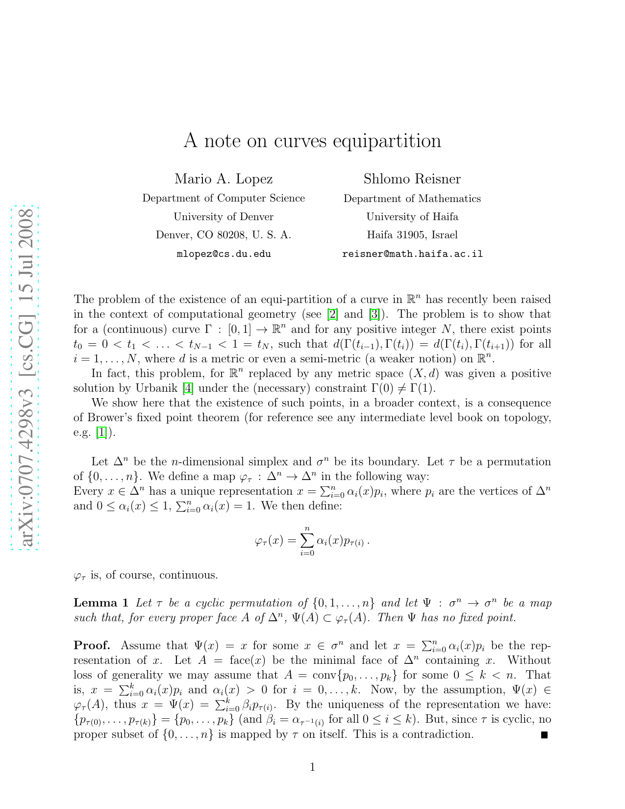 A note on equipartition