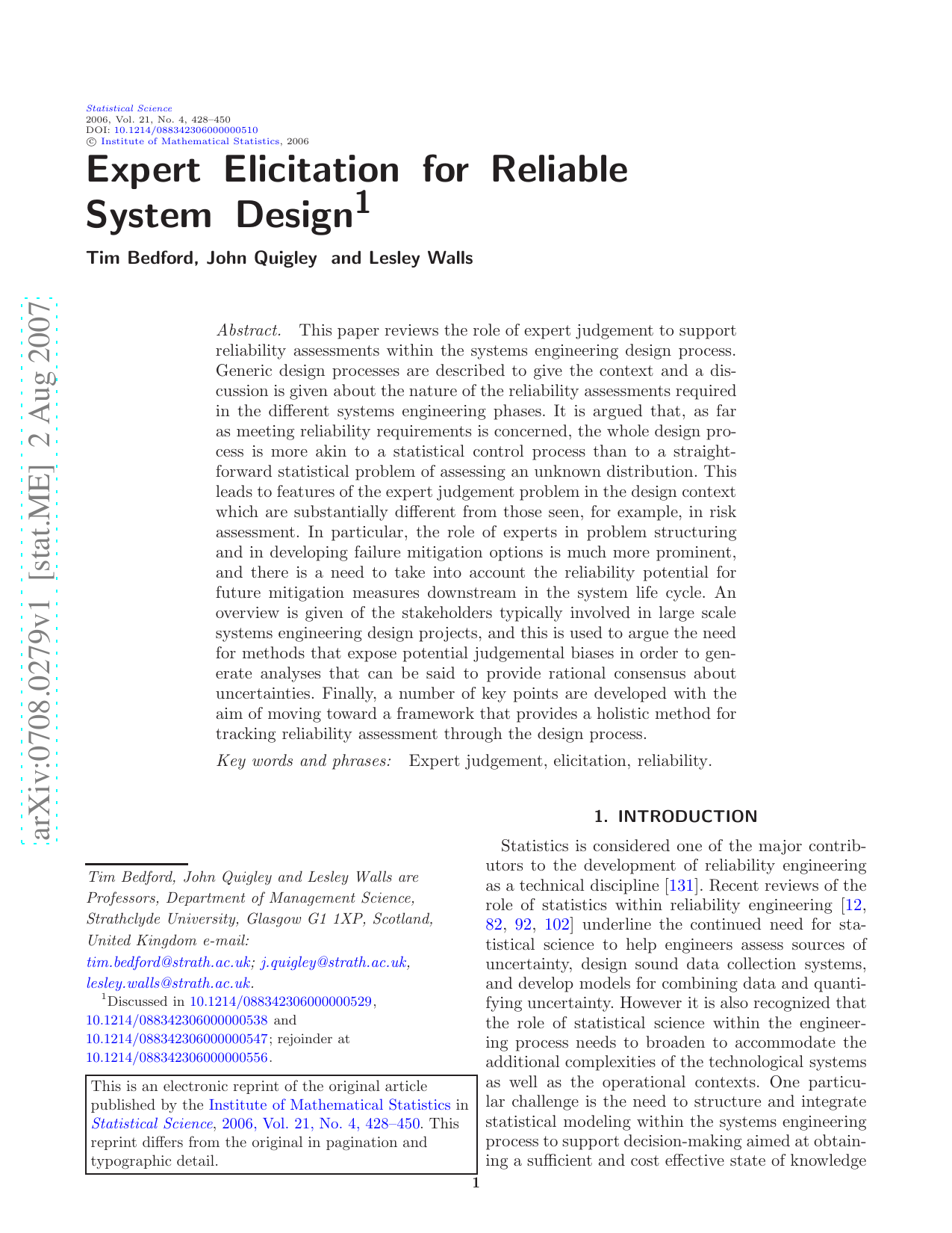 Expert Elicitation for Reliable System Design