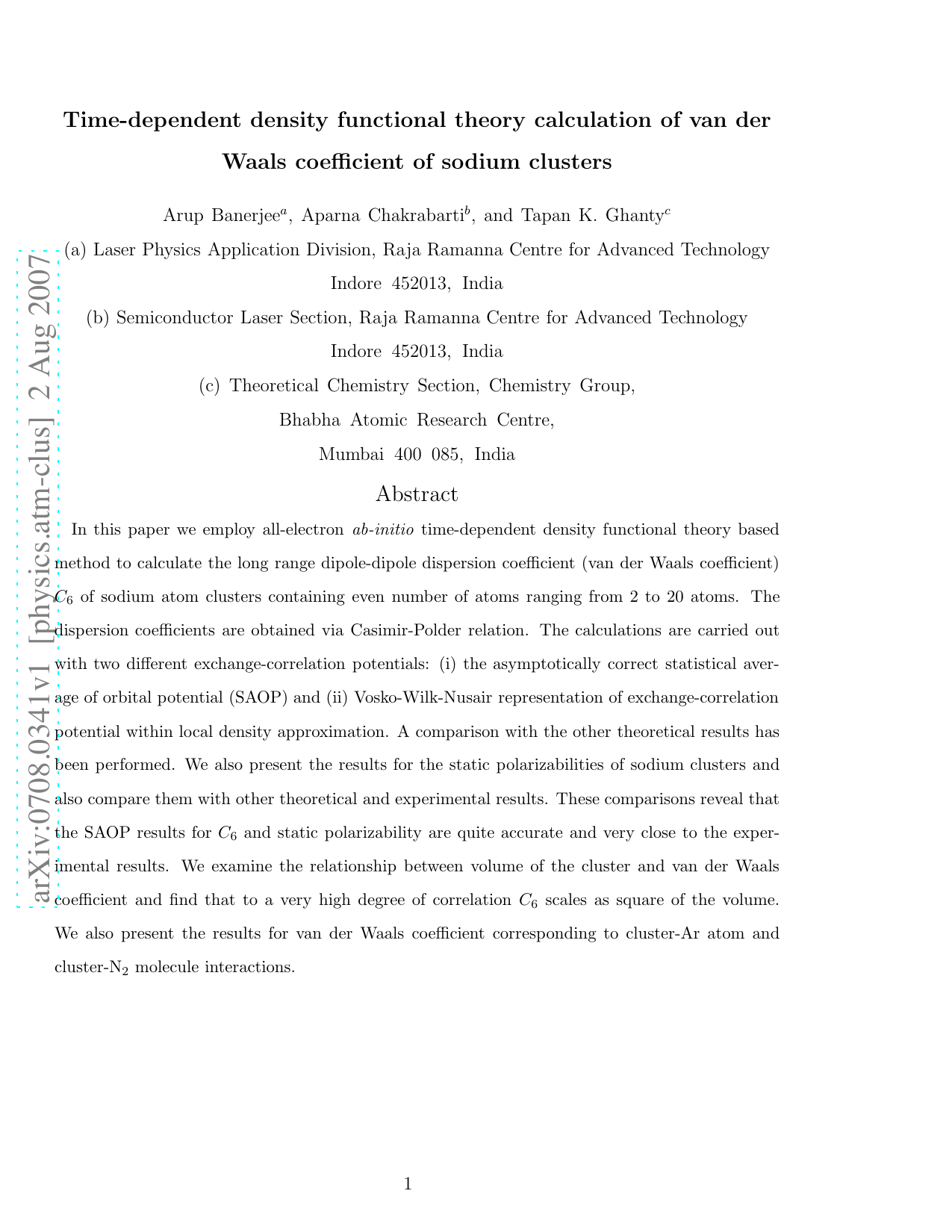 Time-dependent density functional theory calculation of van der Waals coefficient of sodium clusters