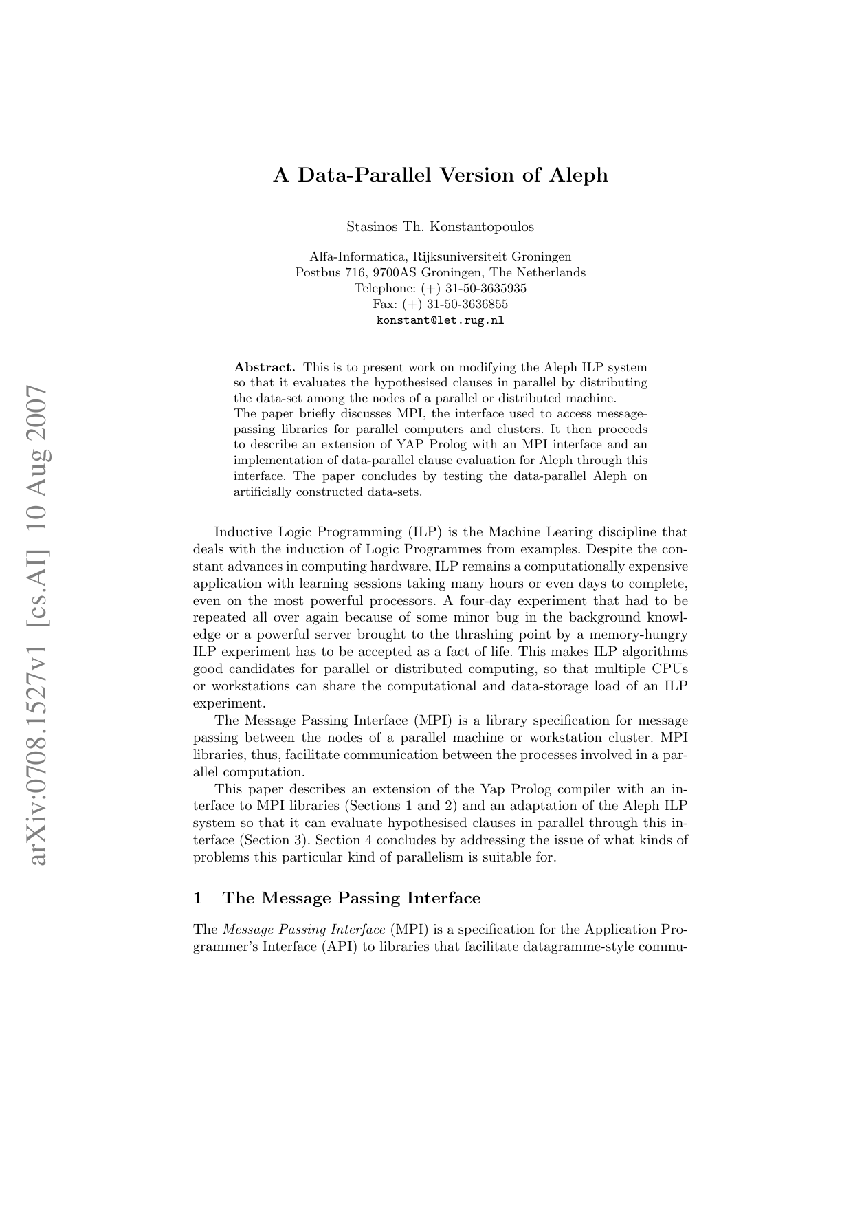 A Data-Parallel Version of Aleph