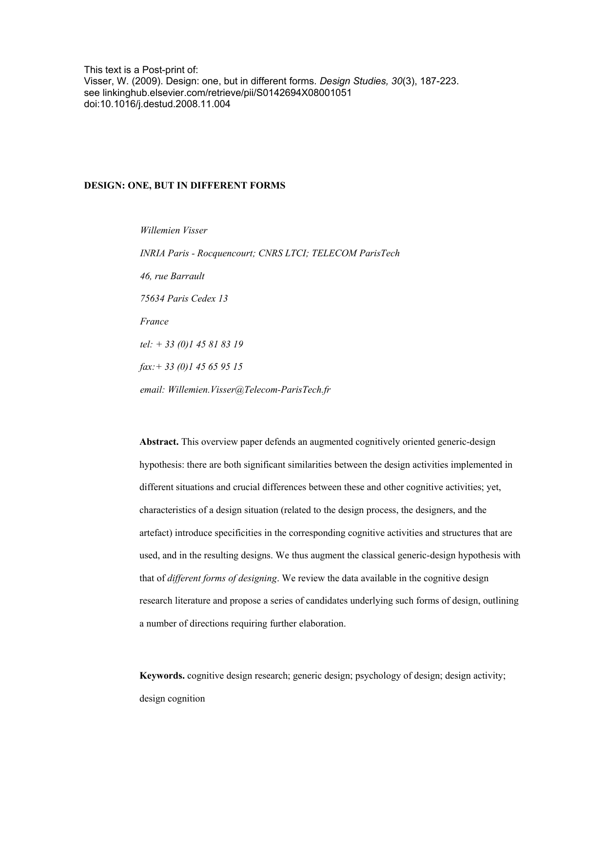 Design: One, but in different forms