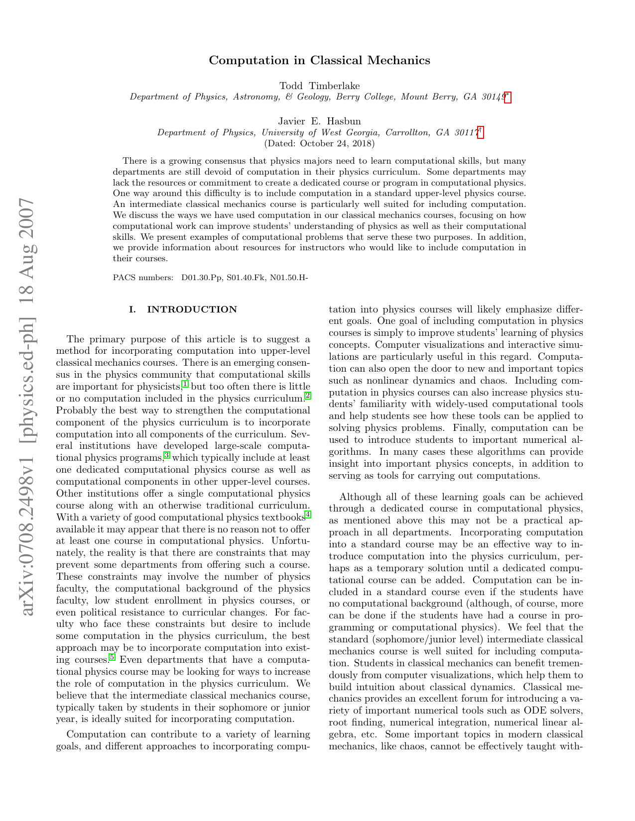 Computation in Classical Mechanics