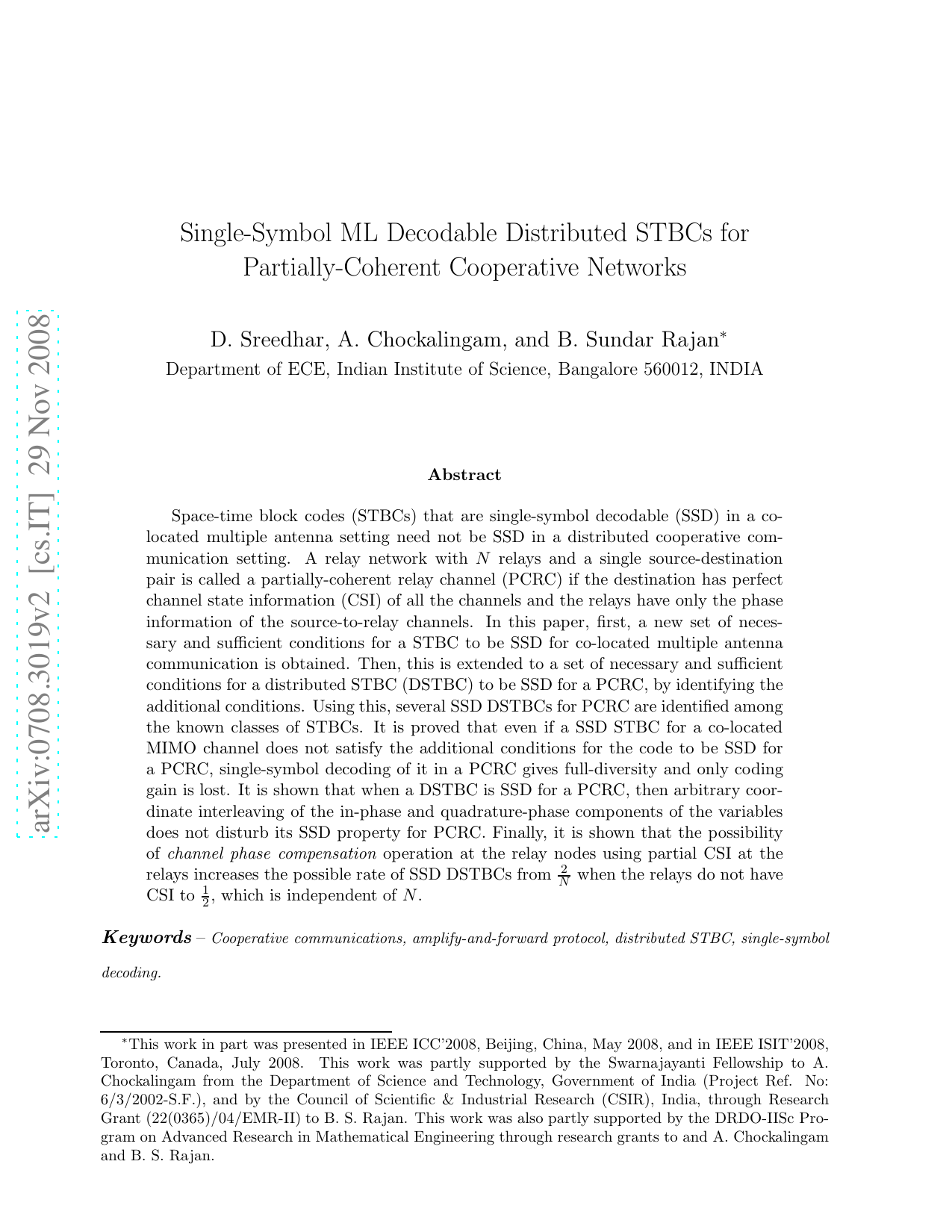 Single-Symbol ML Decodable Distributed STBCs for Partially-Coherent   Cooperative Networks