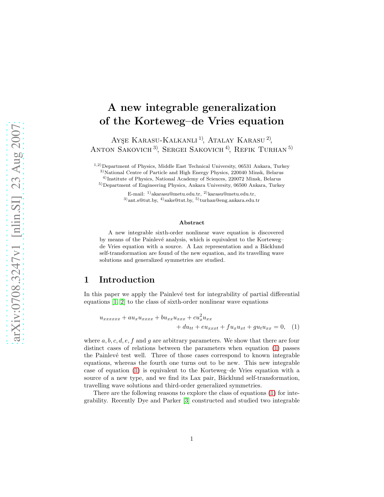 A new integrable generalization of the Korteweg - de Vries equation
