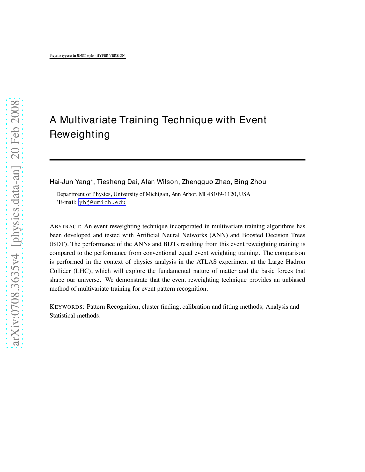 A Multivariate Training Technique with Event Reweighting