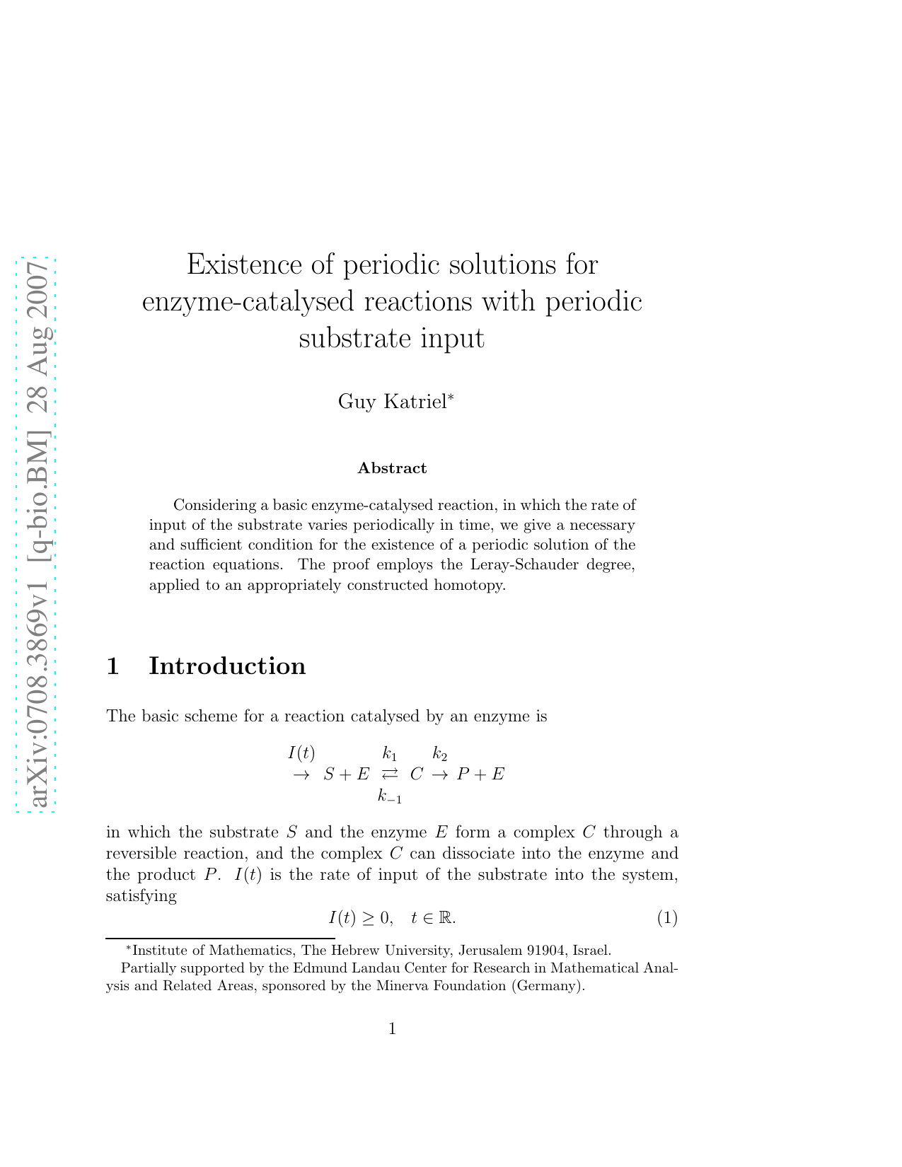 Existence of periodic solutions for enzyme-catalysed reactions with periodic substrate input