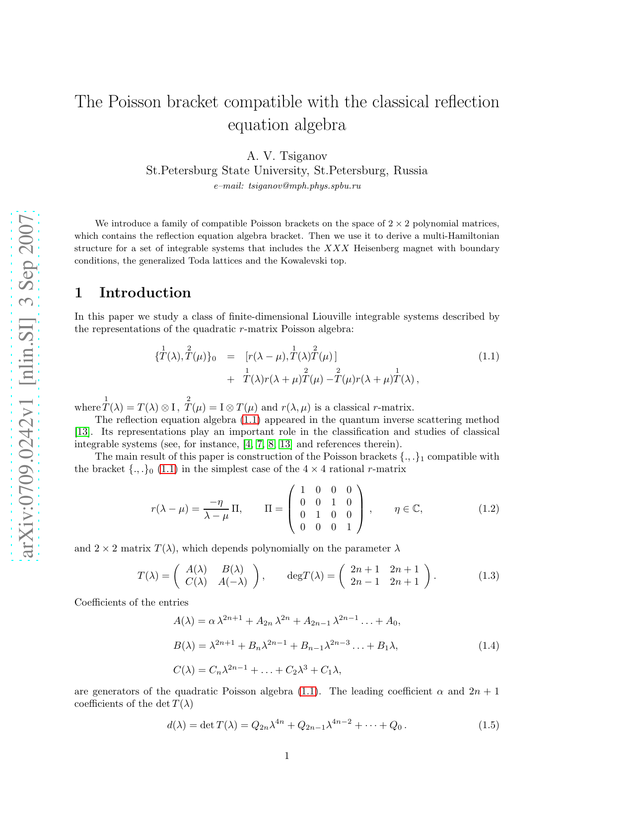 The Poisson bracket compatible with the classical reflection equation algebra