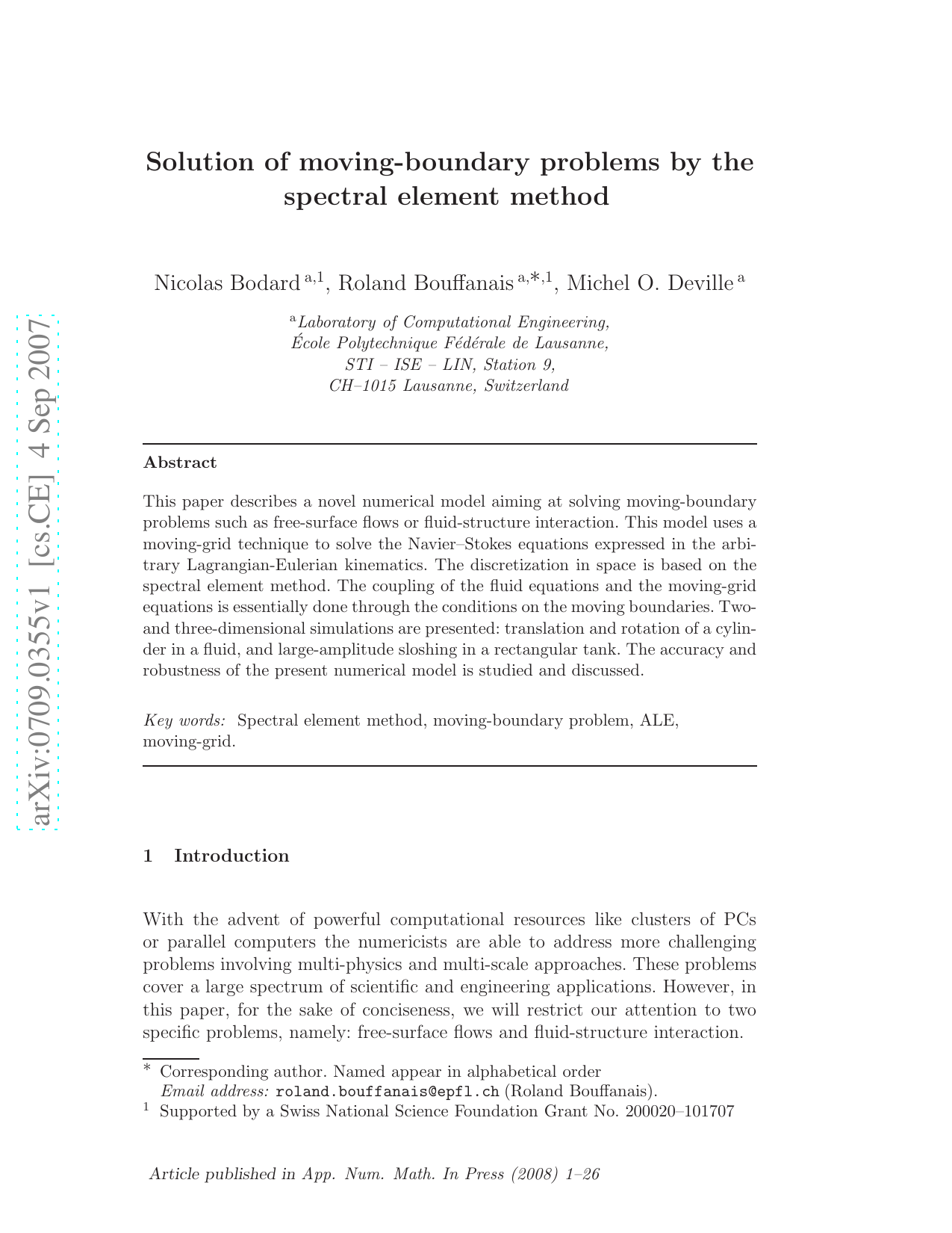 Solution of moving-boundary problems by the spectral element method