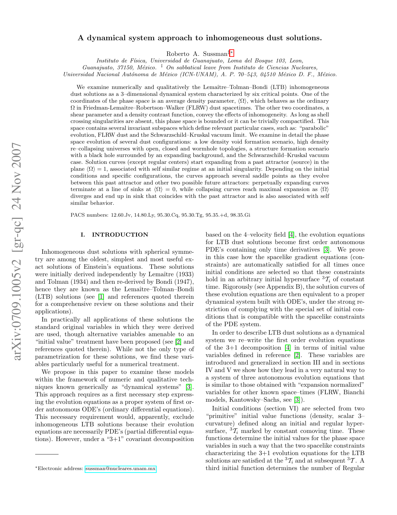A dynamical system approach to inhomogeneous dust solutions