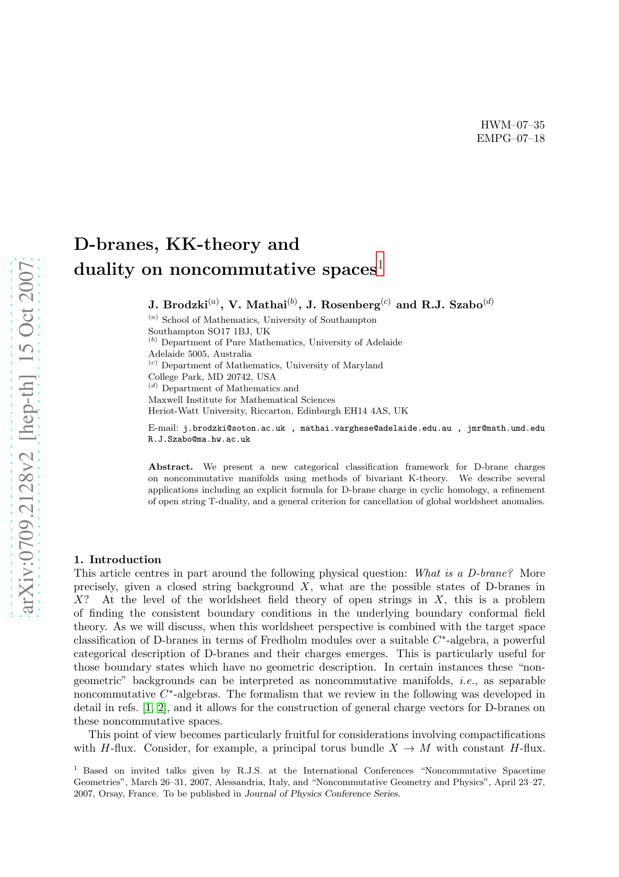 D-branes, KK-theory and duality on noncommutative spaces