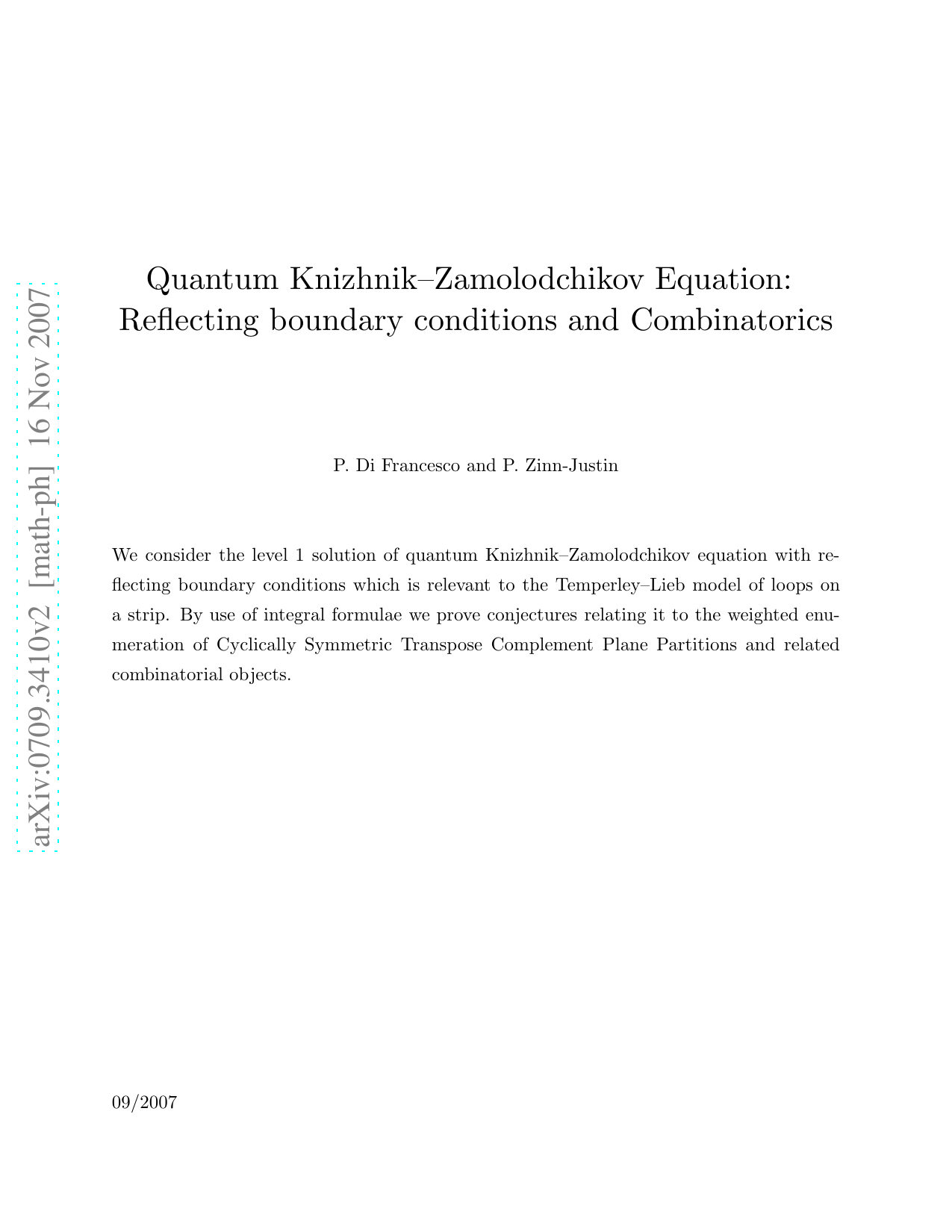 Quantum Knizhnik-Zamolodchikov equation: reflecting boundary conditions   and combinatorics