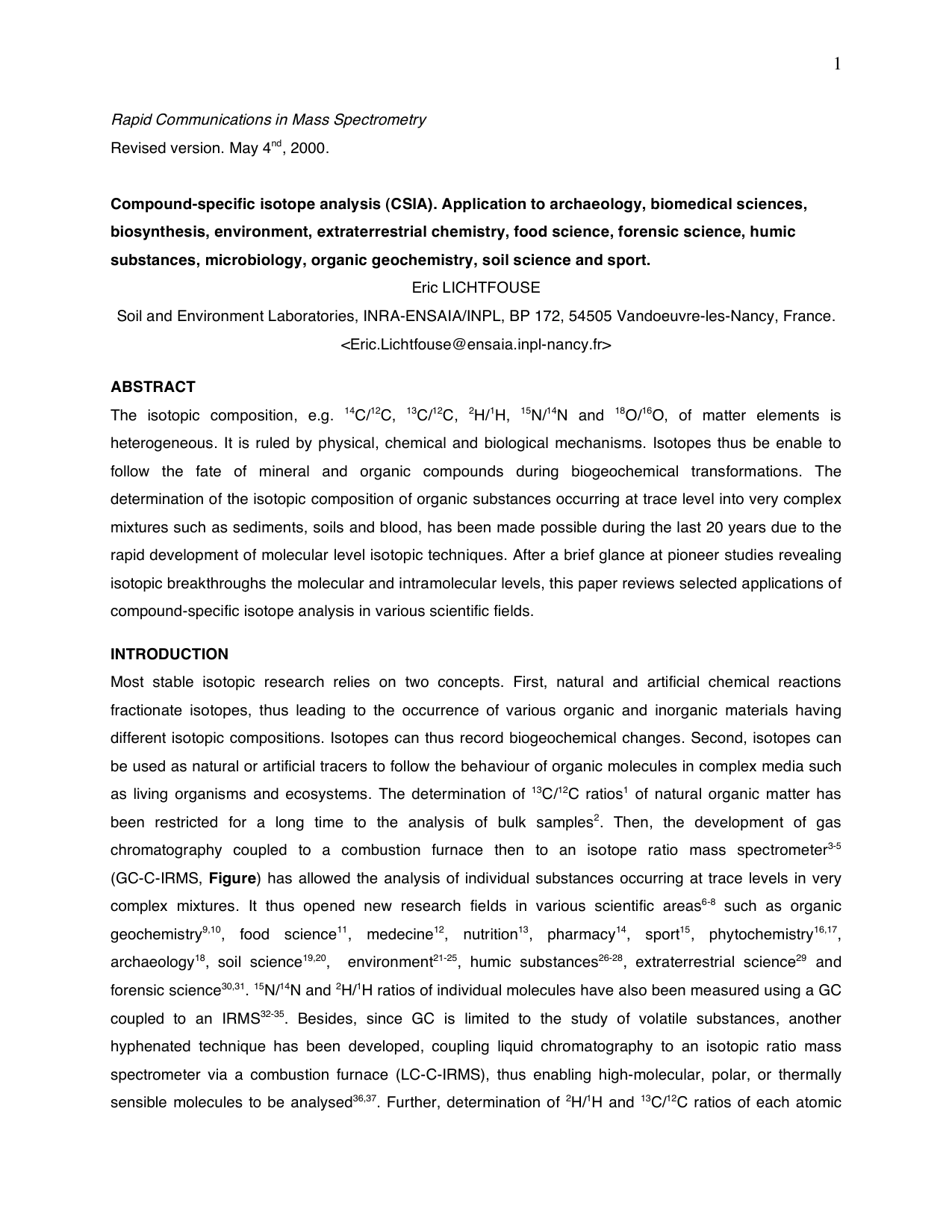 Compound-specific isotope analysis