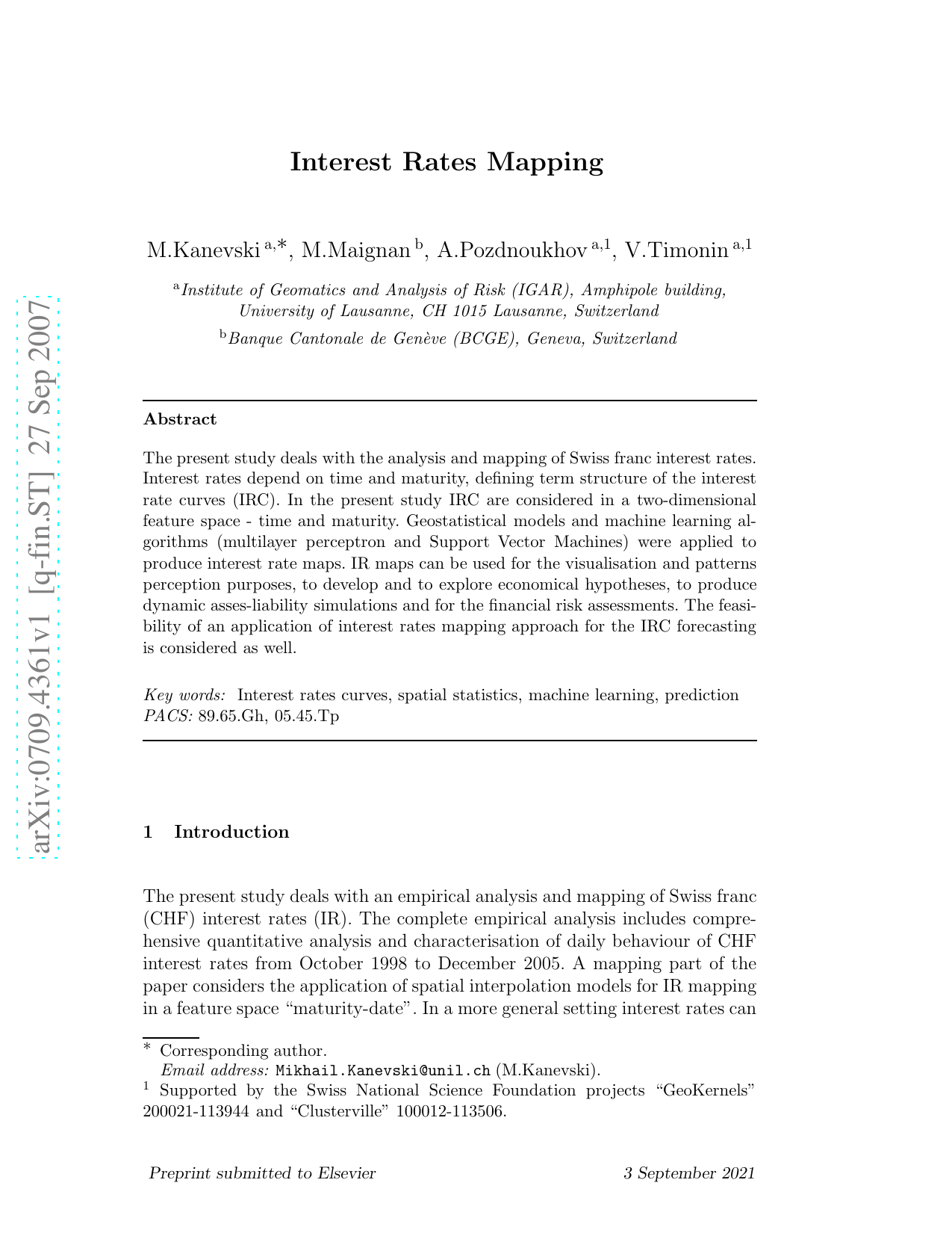 Interest rates mapping
