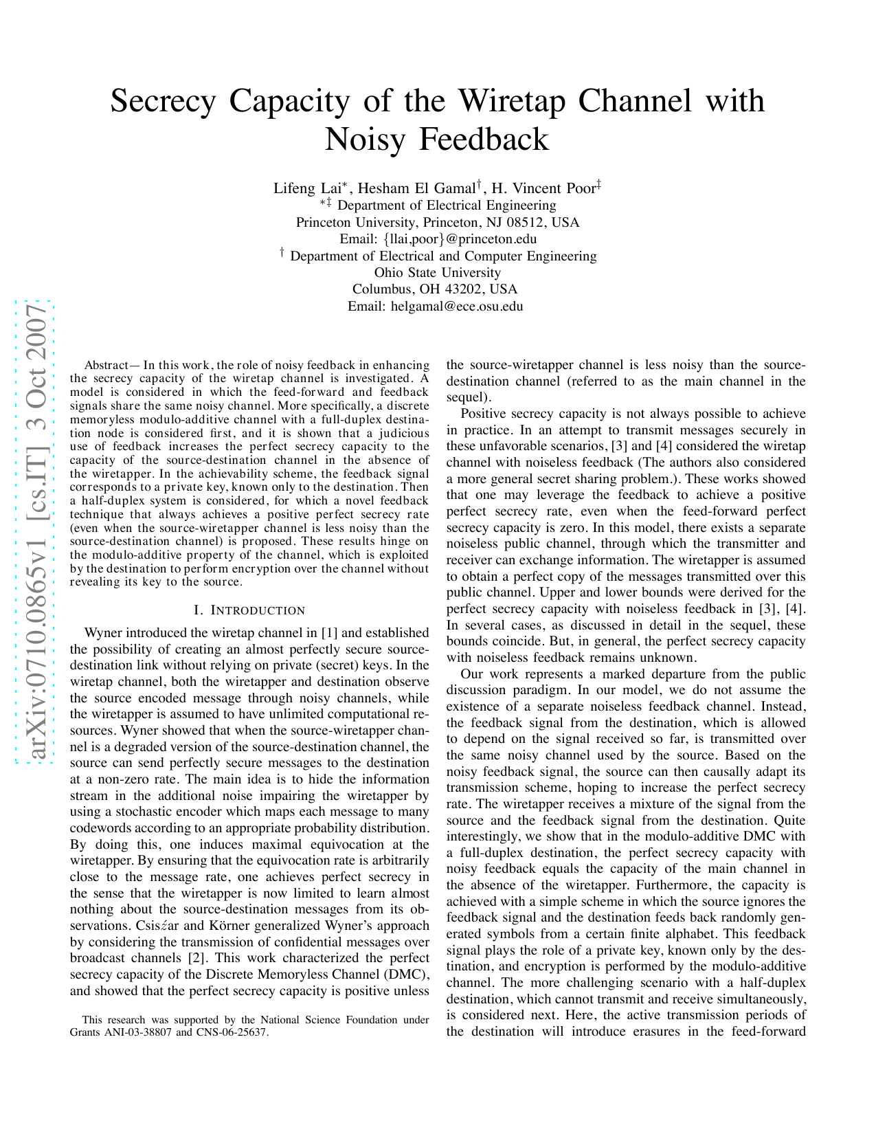 Secrecy Capacity of the Wiretap Channel with Noisy Feedback