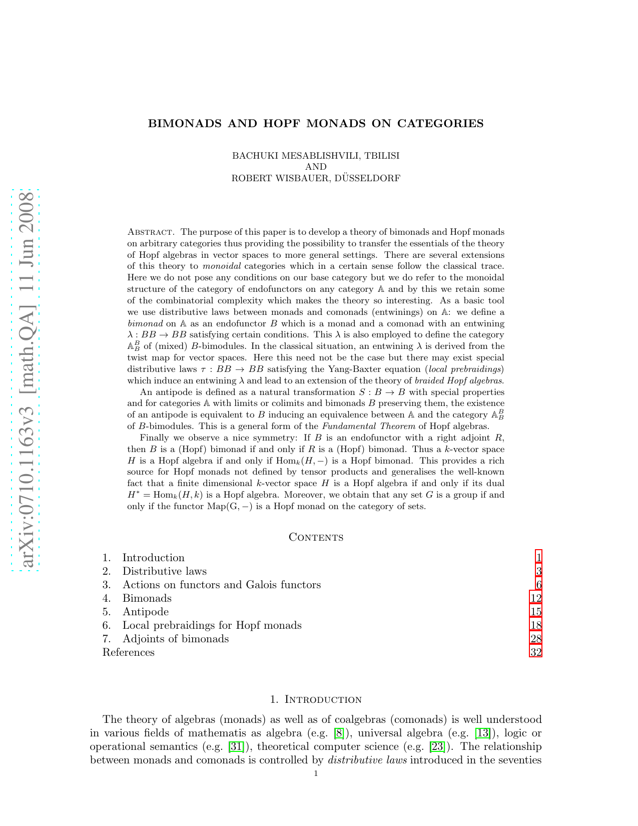 Bimonads and Hopf monads on categories