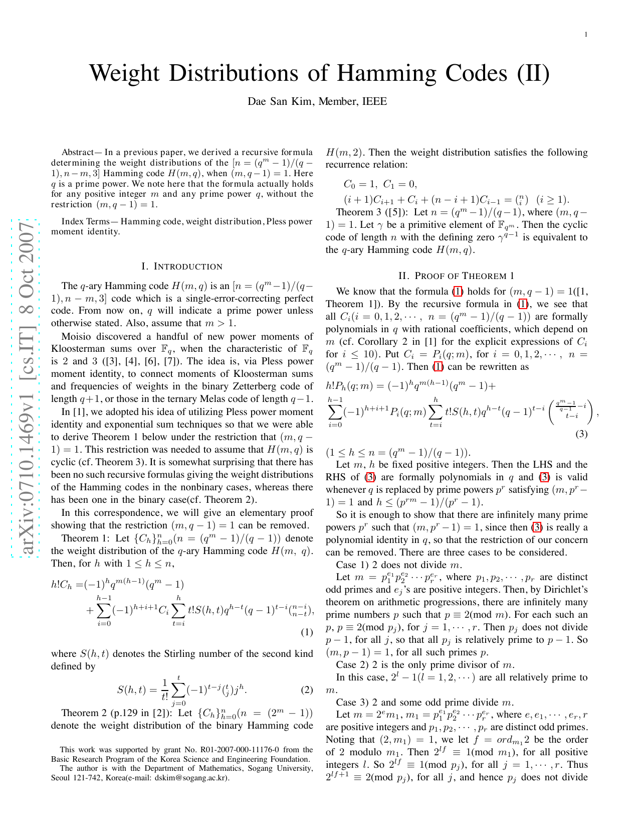 Weight Distributions of Hamming Codes (II)