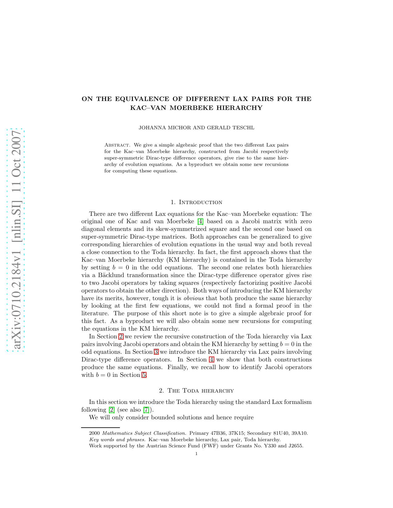 On the Equivalence of Different Lax Pairs for the Kac-van Moerbeke   Hierarchy