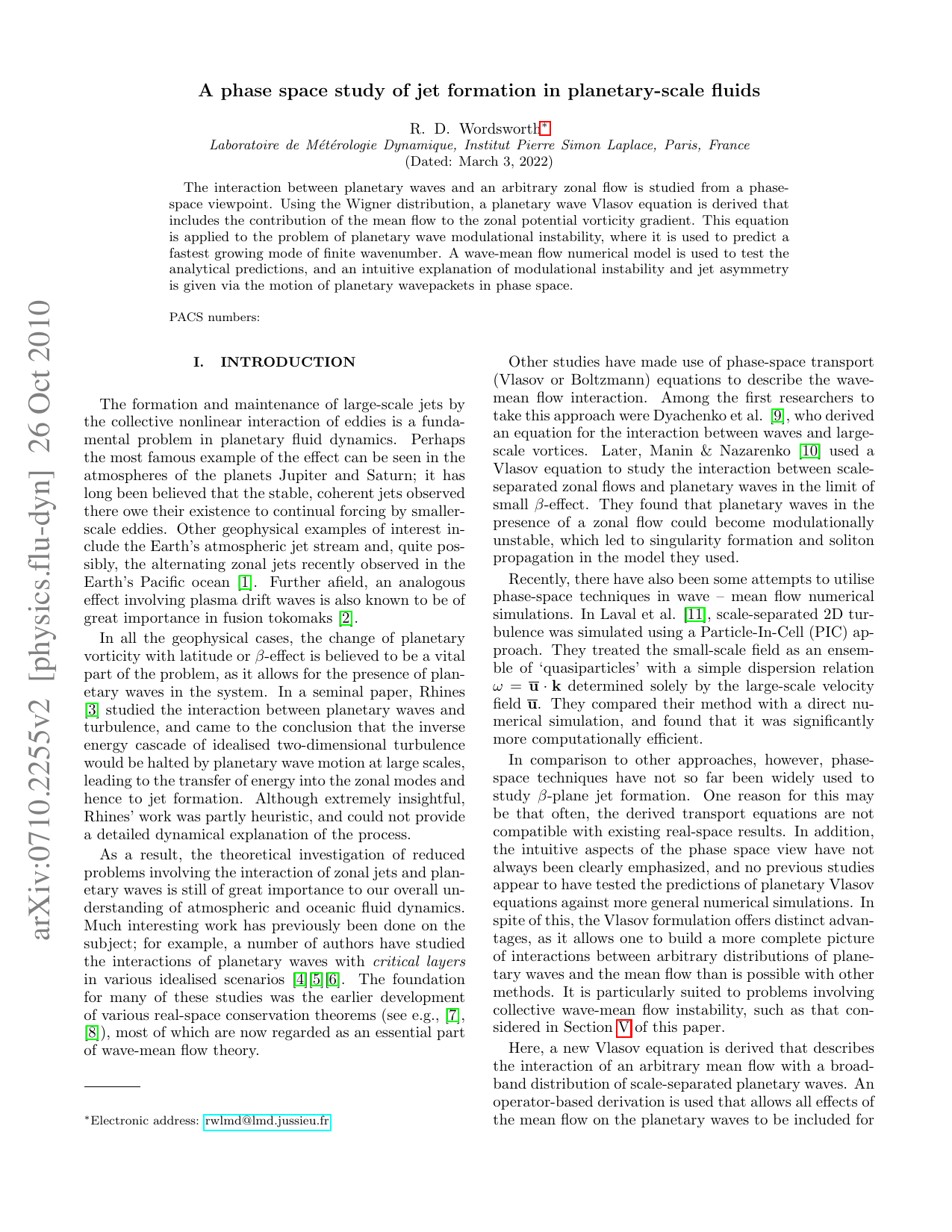 A phase-space study of jet formation in planetary-scale fluids