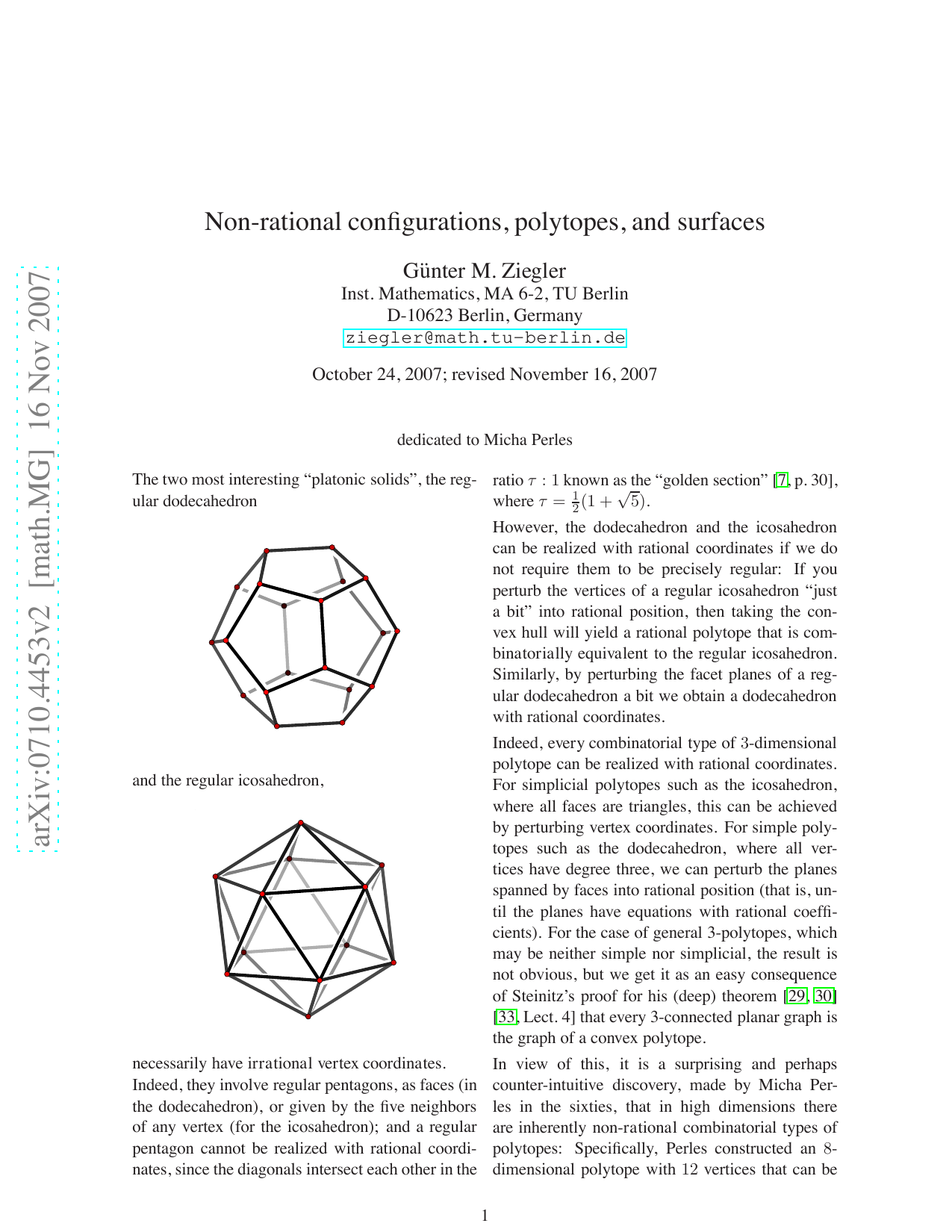Non-rational configurations, polytopes, and surfaces