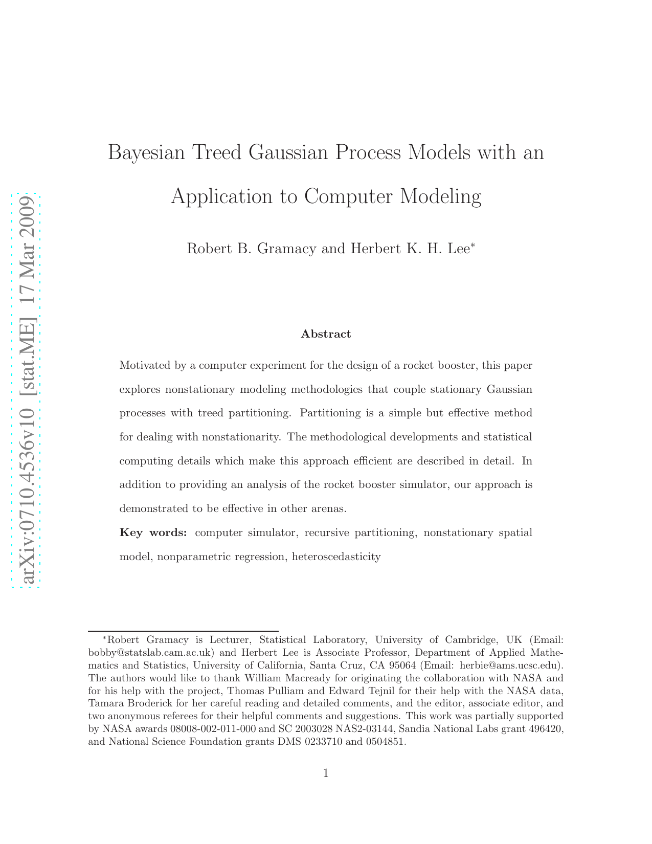 Bayesian treed Gaussian process models with an application to computer   modeling