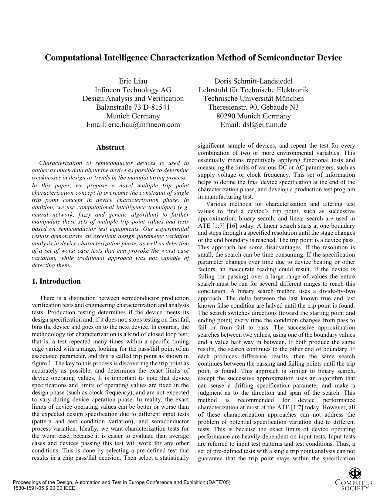 Computational Intelligence Characterization Method of Semiconductor   Device